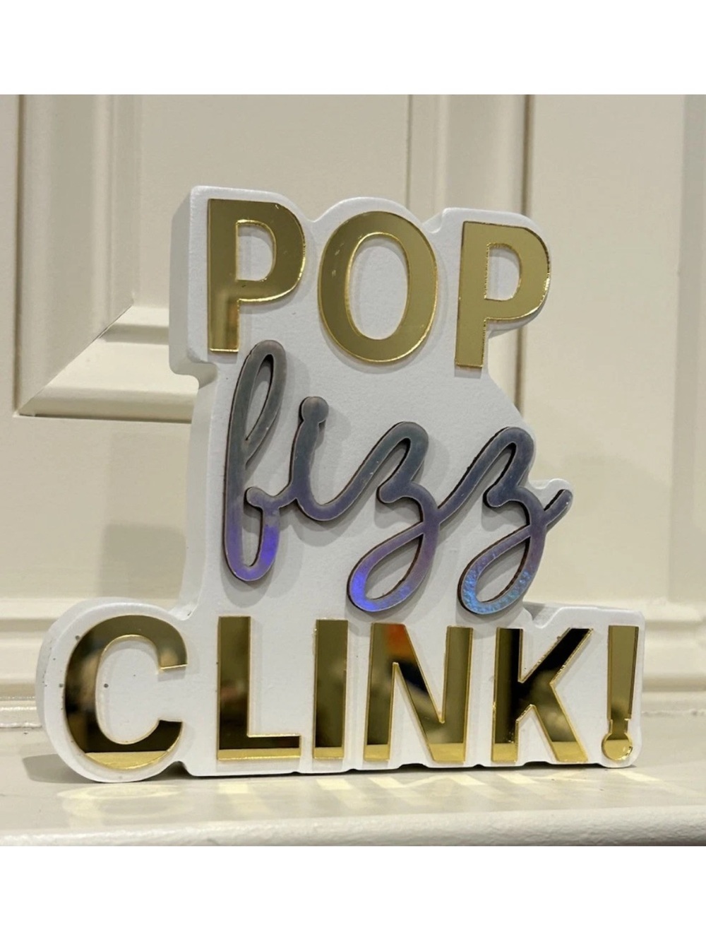 Ashland Pop Fizz Clink! Gold and White Party Sign